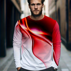 Red Light 3D Print Men's Long Sleeve Novelty T-Shirt for Autumn