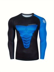 Men's Geometric Compression Shirt & Pants Set for Hiking Jogging