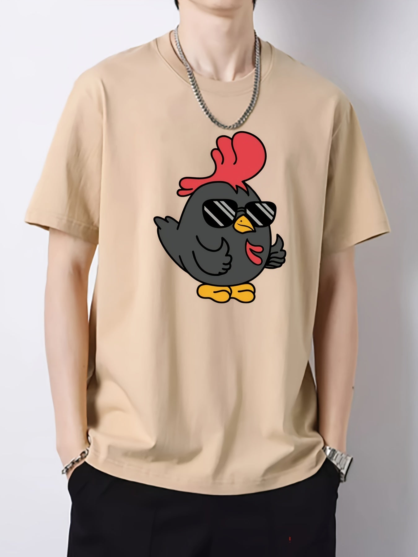 Men's Vintage Crew Neck Tee Short Sleeve Loose Fit Top