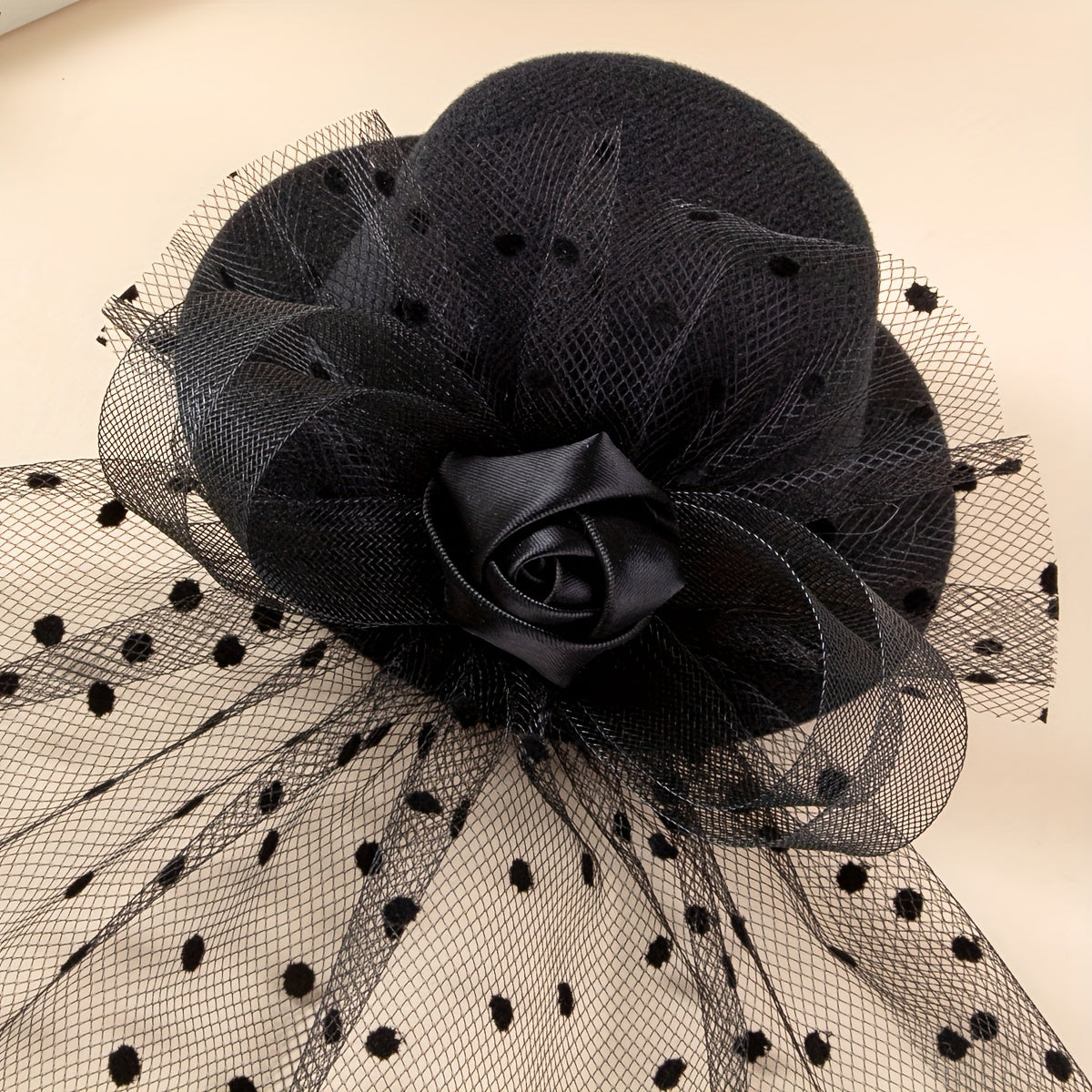 Girls Polka Dot Mesh Flower Hair Clip Headwear Princess Accessories