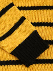Block Striped Crew Neck Girls Knit Pullover Top Kids Sweater