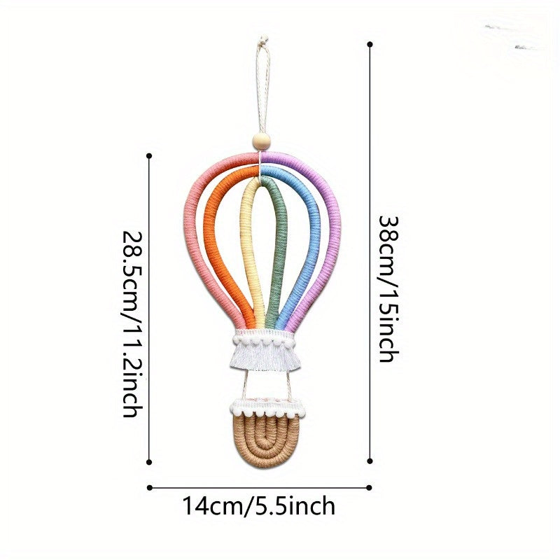 Nordic Rainbow Hot Air Balloon Wall Hanging with Tassel