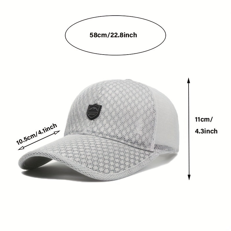 Men's Baseball Cap Long Brim Sun Hat Mesh Breathable Fishing Cap