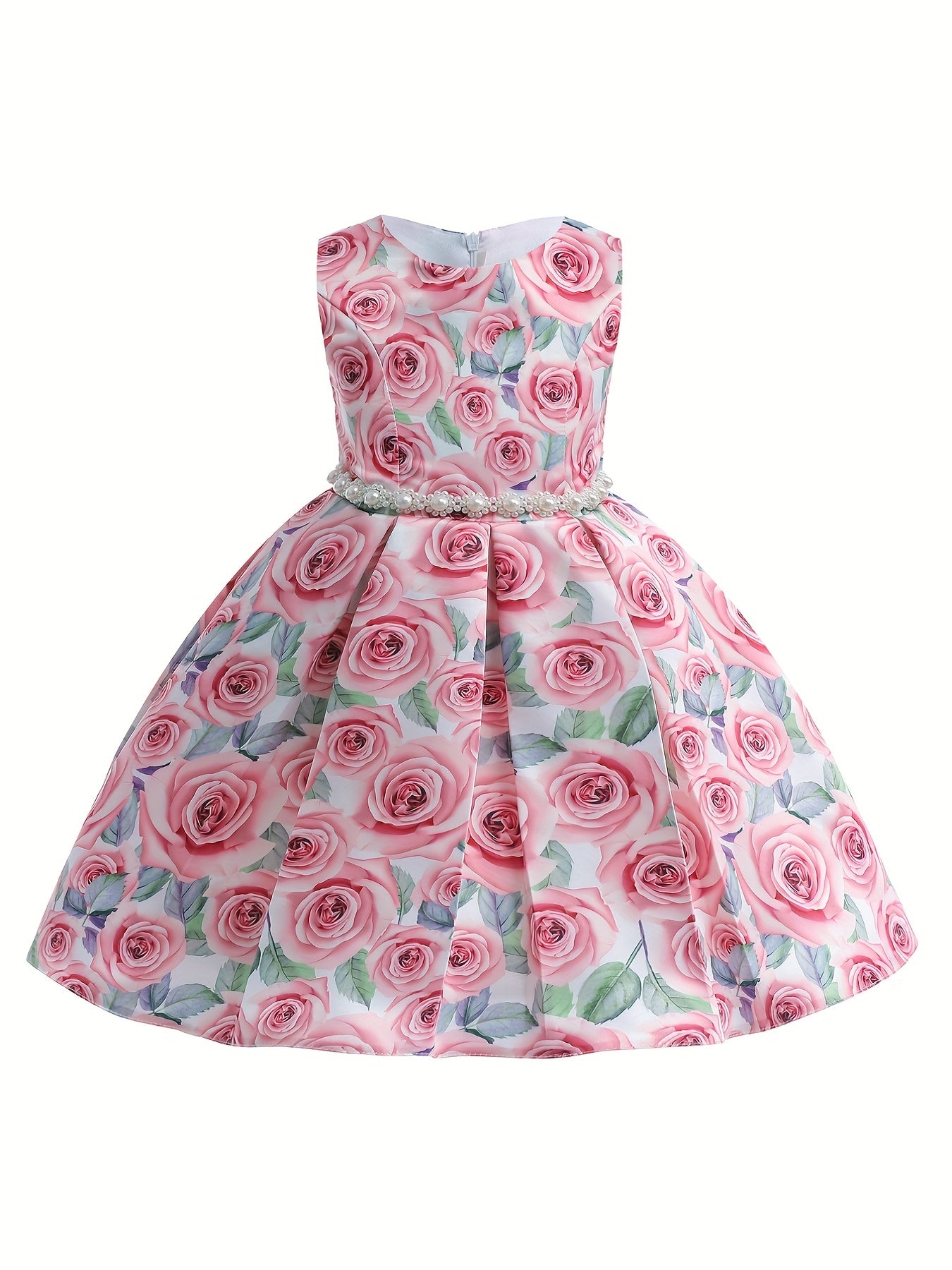 Toddler Girls Ruffle Trim Flowers And Butterfly Graphic Bow Princess Dress