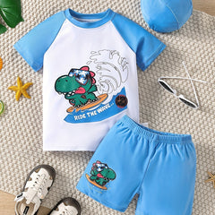 Boys' Block Swim Suit Raglan Short Sleeve T Shirt & Shorts Set