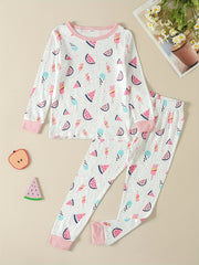 2Pcs Toddler Girls Watermelon Pajama Set Long Sleeve Top & Pants