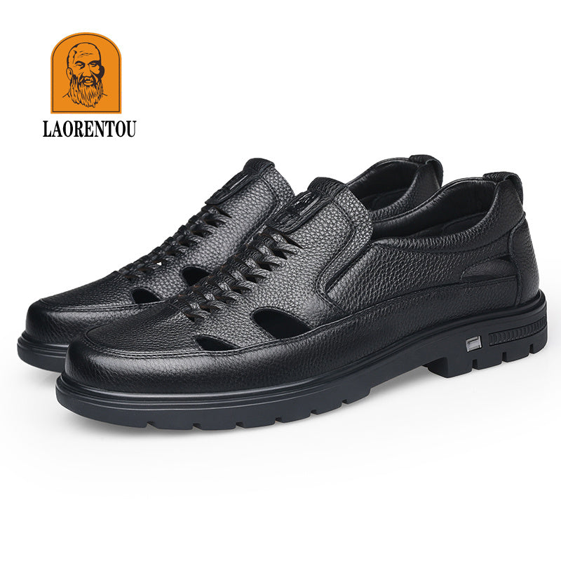 LAORENTOU Men Leather Loafer Shoes Slip On Lightweight Non Slip