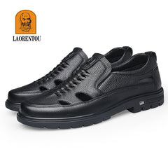 LAORENTOU Men Leather Loafer Shoes Slip On Lightweight Non Slip