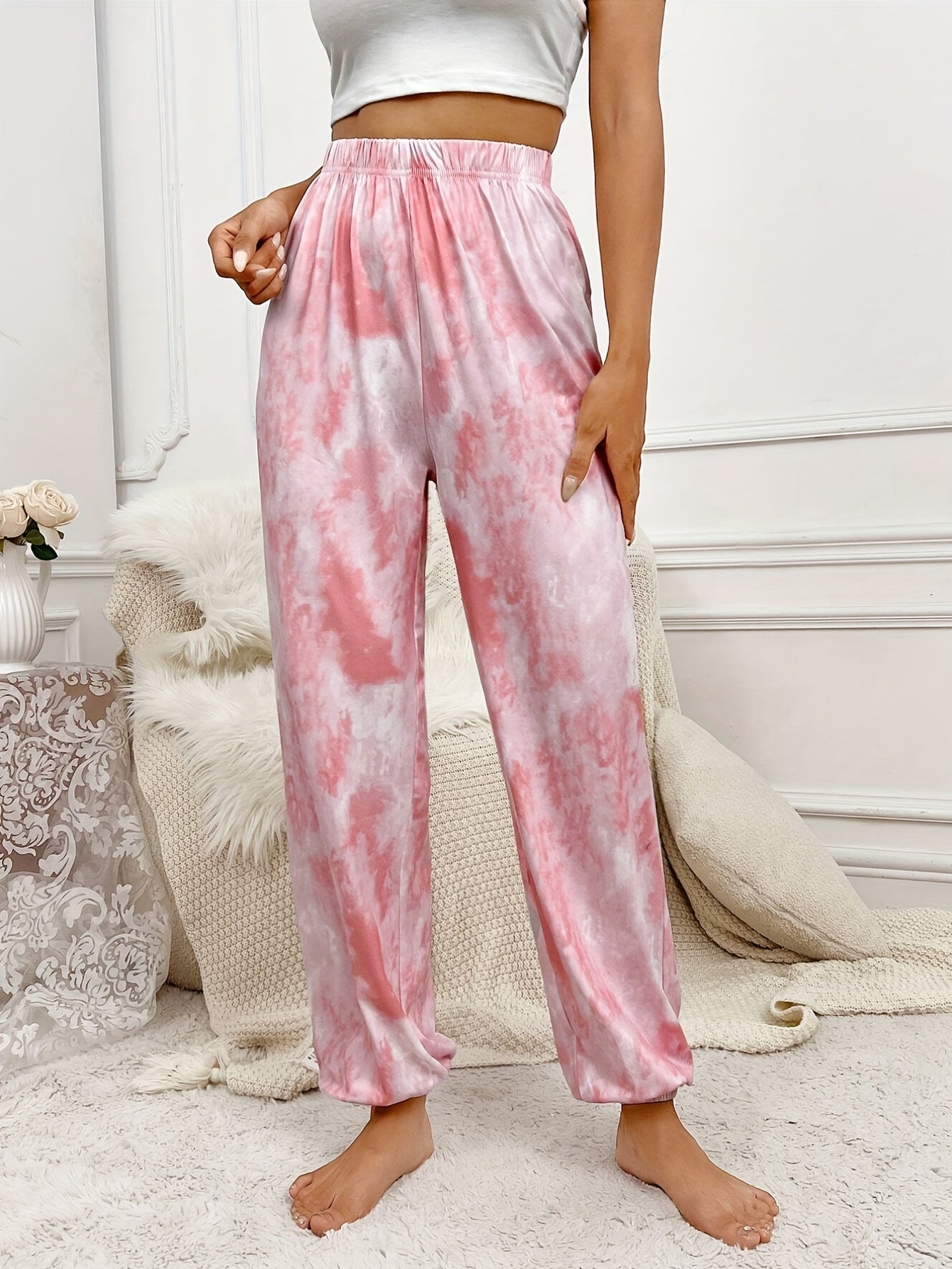 Tie Dye Print Sleep Bottoms Women's Sleepwear