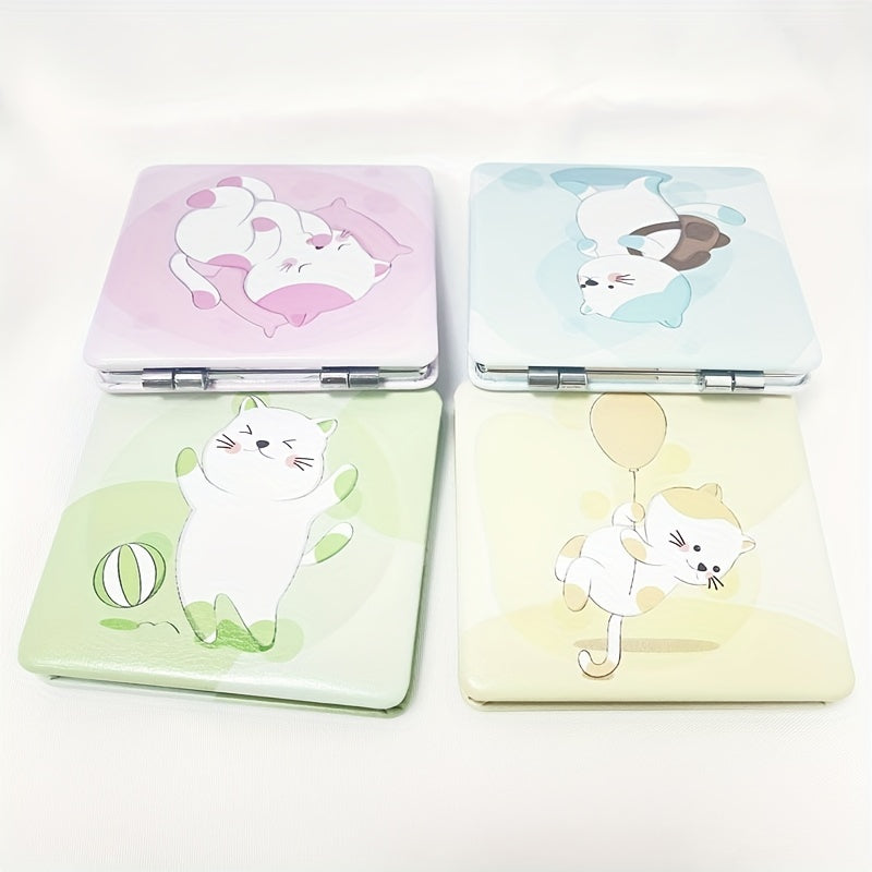 Cat Pattern Makeup Mirror Mini Compact Portable Pocket Mirror