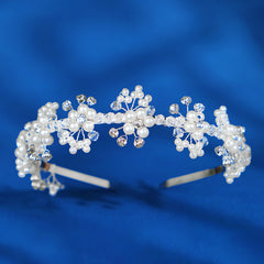 Faux Pearl Crystal Flower Hairband Headband