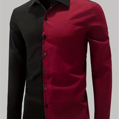Red & Block Men s Casual Button Up Shirt