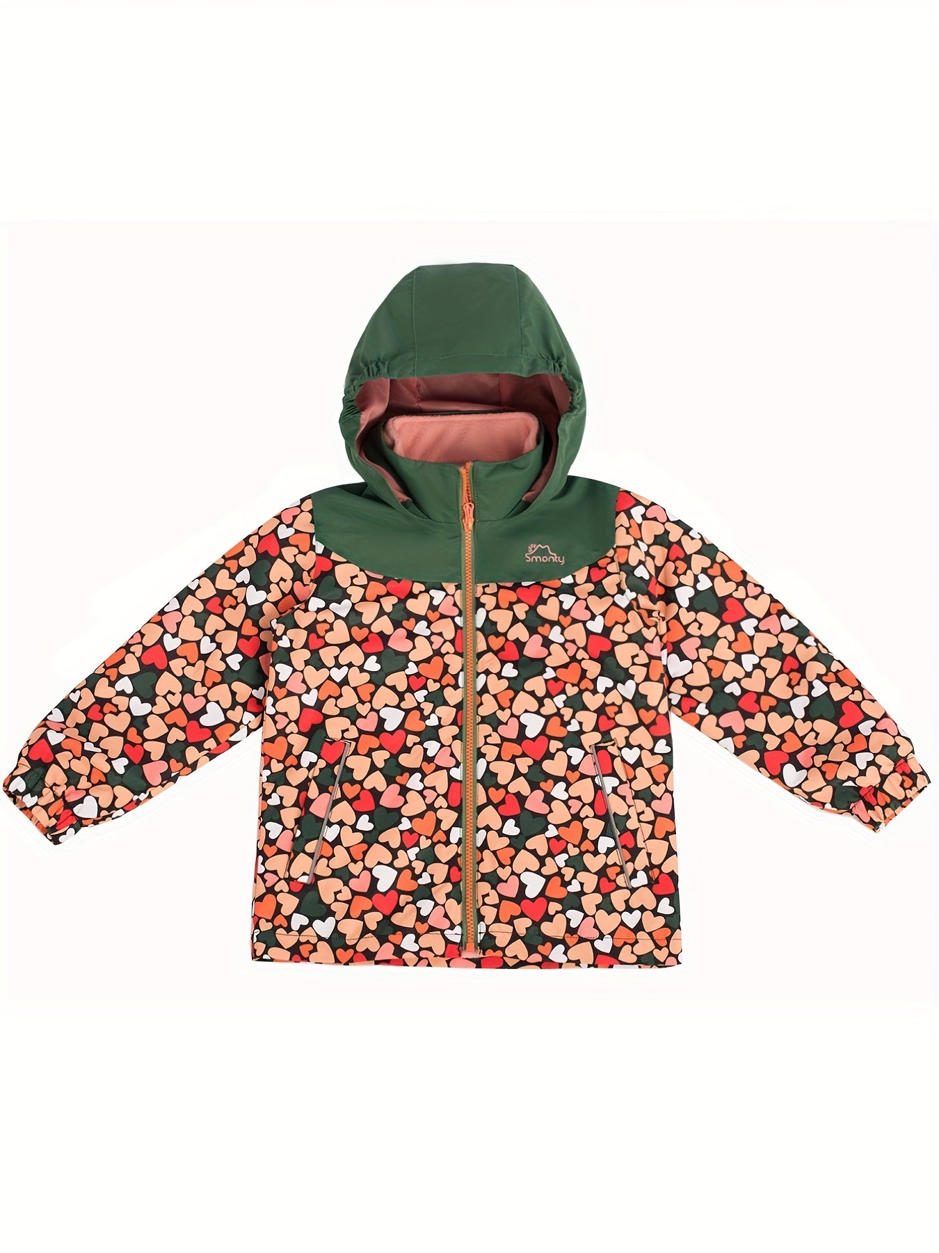 Toddler Girls Cartoon Print Hooded Jacket with Pockets