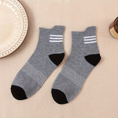 10 Pairs Men's Block Crew Socks Comfy Casual Unisex Outdoor All Seasons