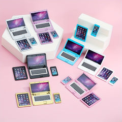 3pcs Alloy Dollhouse Laptop Tablet Mobile Phone Pendants Toy Accessories