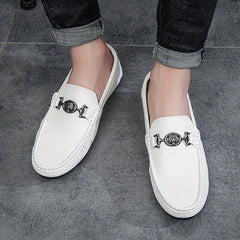 Men's Metallic Decor Moc Toe Loafer Shoes