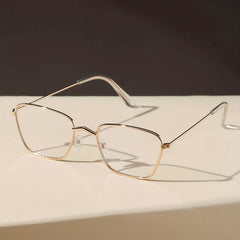 Vintage Thin Metal Frame Clear Lens Glasses Anti Light Eyewear