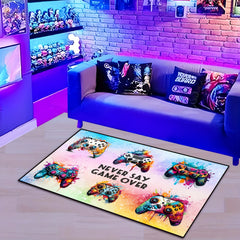 Graffiti Gamepad Print Rug Gaming Area Rug Funny Art Print Floor Mat