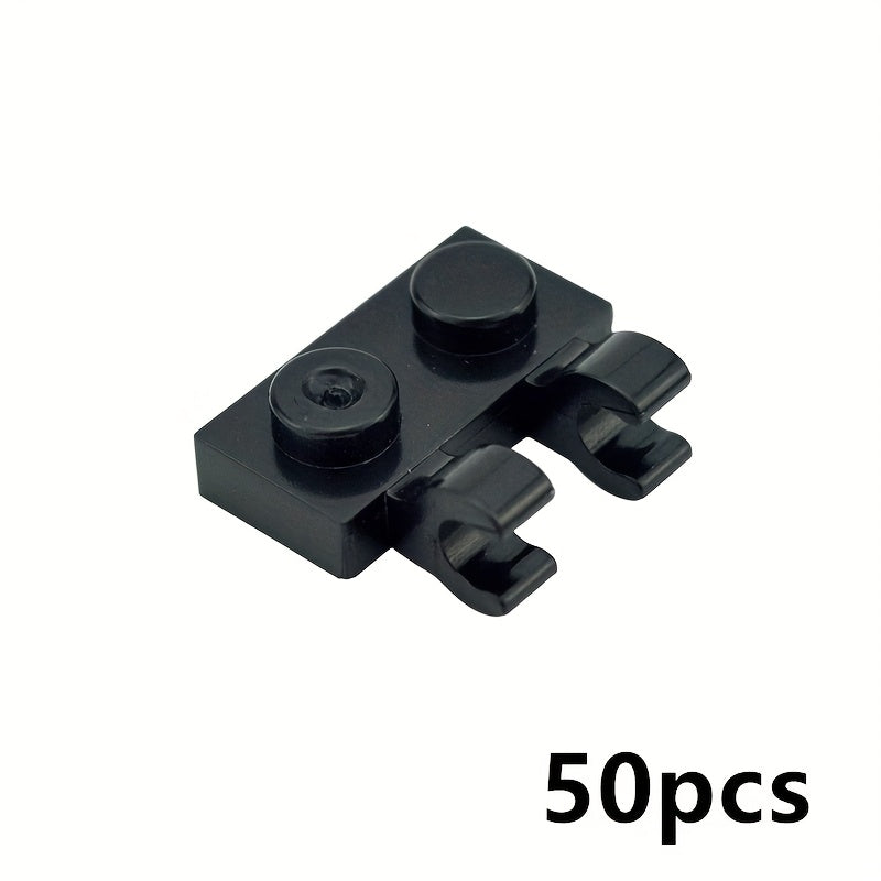 50pcs 1x2 Clip On Bricks w/ Bar Handle for Side Construction Toys