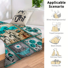 Floral Butterfly Plaid Throw Blanket Soft Lightweight Blanket