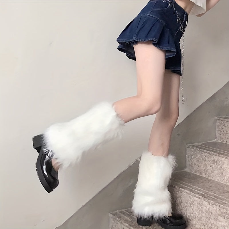 Fuzzy Leg Warmers Thickened Warm Knee High Socks Women's Stockings