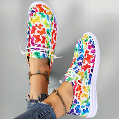 Colorful Butterfly Print Low Top Sneakers Lightweight Casual Shoes