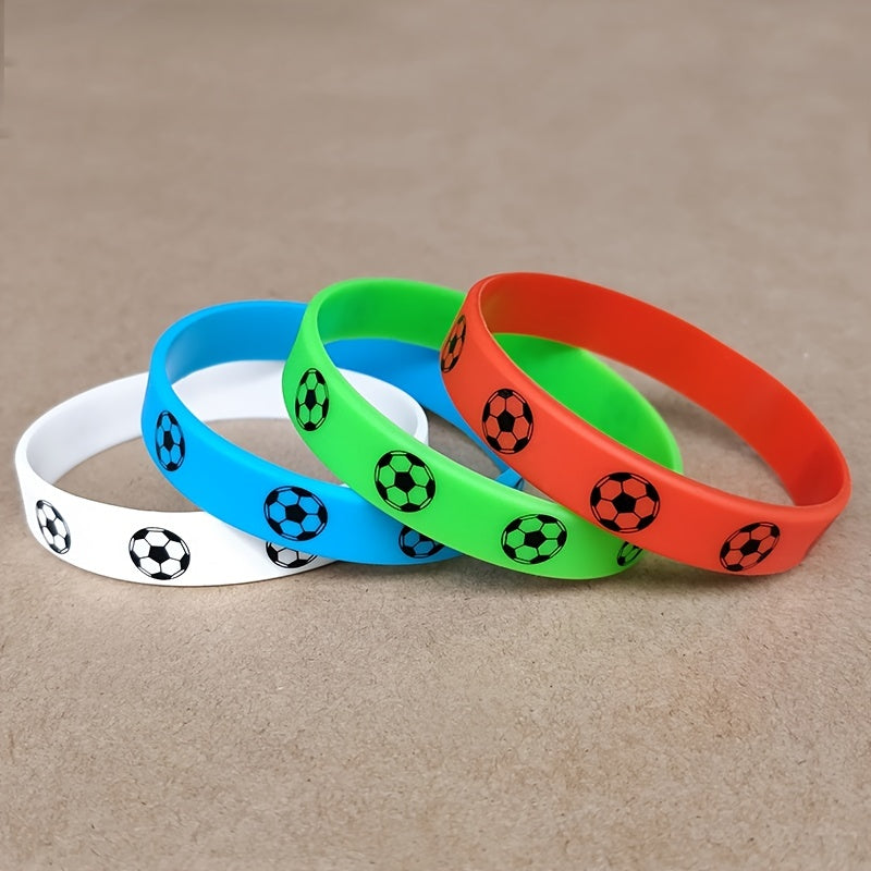 4 Pcs Soccer Ball Silicone Wristbands - Sports Accessory