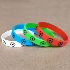4 Pcs Soccer Ball Silicone Wristbands - Sports Accessory