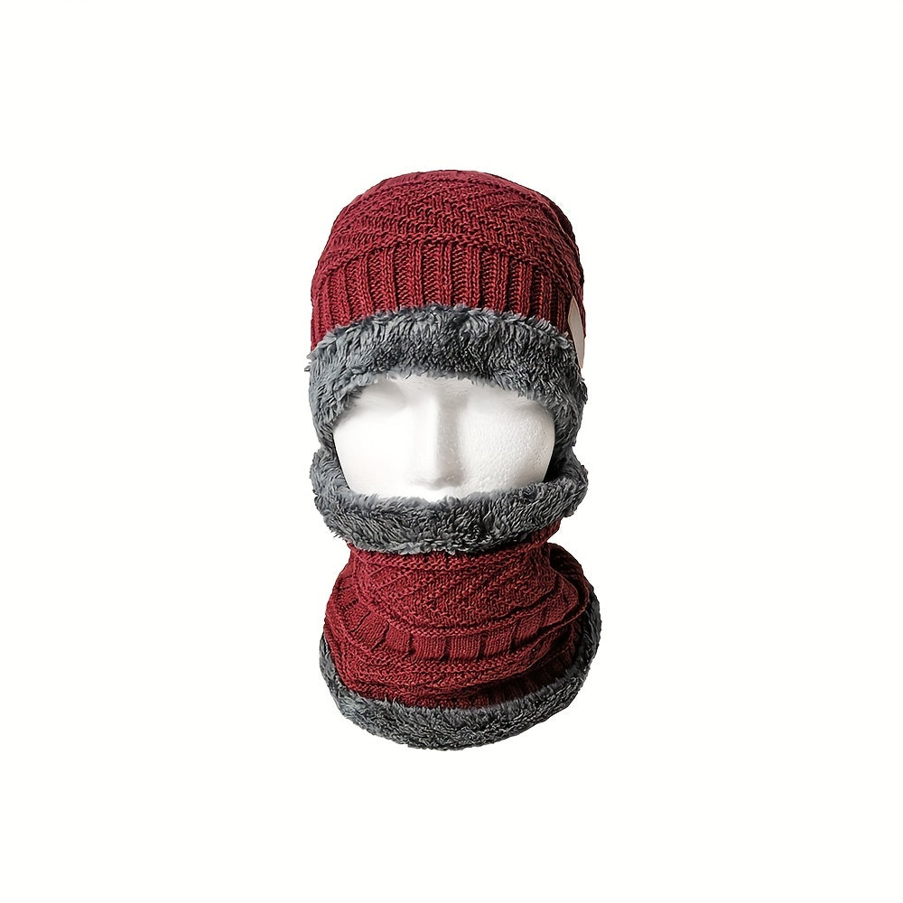 Thickened Woolen Knitted Pullover Hat Plus Velvet Autumn Winter Unisex