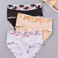 3 Pack Plus Size Seamless Floral Print Panties Set