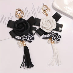 Camellia Tassel Key Chain Bag Charm Ornament