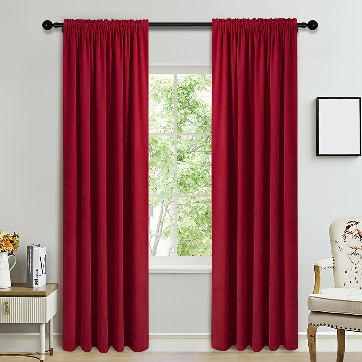 Red Solid Fleece Curtain Thickened Soft Material