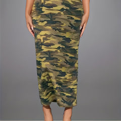 Camo Print High Waist Slim Skirt for Women