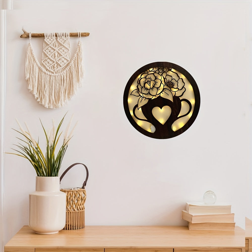 Children's Room LOVE Hanging LED Light Decoration Retro Wooden Sign