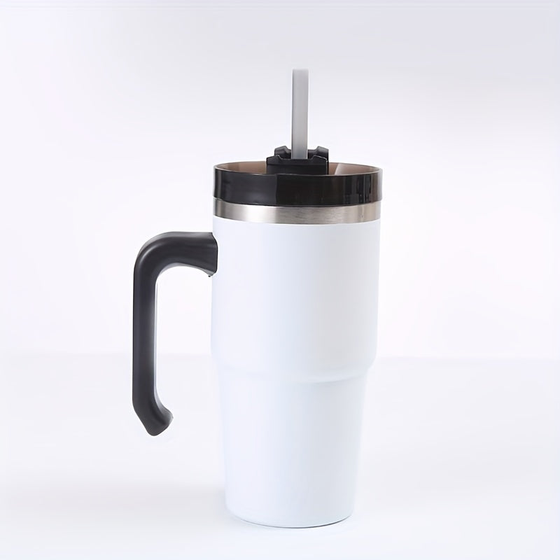 20oz Stainless Steel Insulated Car Cup with Handle Straw