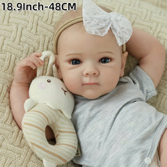 Hand Painted Vinyl Girl & Boy Doll Full Body Reborn Painted Hair Grey Outfits