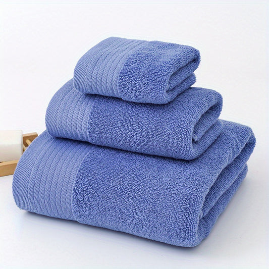 3pcs Solid Towel Set Soft Washcloth Hand Towel Bath Towel Thickened Absorbent