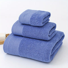 3pcs Solid Towel Set Soft Washcloth Hand Towel Bath Towel Thickened Absorbent