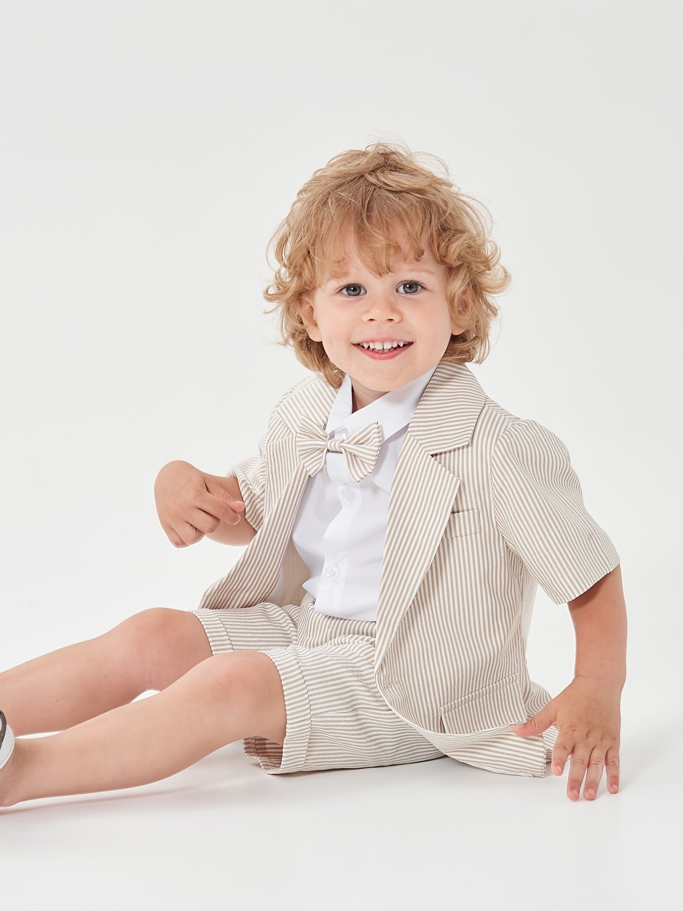 Boys Gentleman Outfit Short Sleeve Suit&Shorts&Vest Set