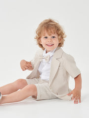 Boys Gentleman Outfit Short Sleeve Suit&Shorts&Vest Set