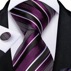 Solid Striped Silk Wedding Tie Gift Set Business Neck Tie