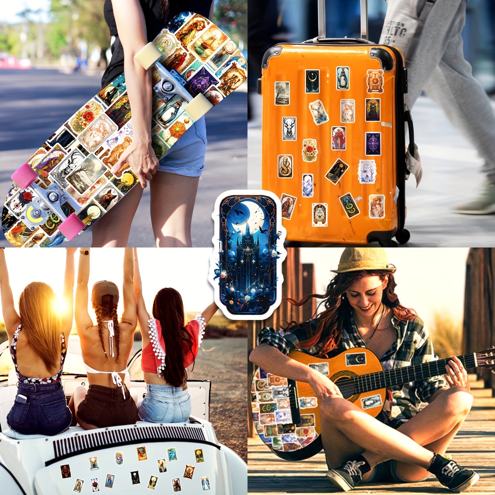 50pcs Dreamy Tarot Card Stickers Retro Style Graffiti Stick