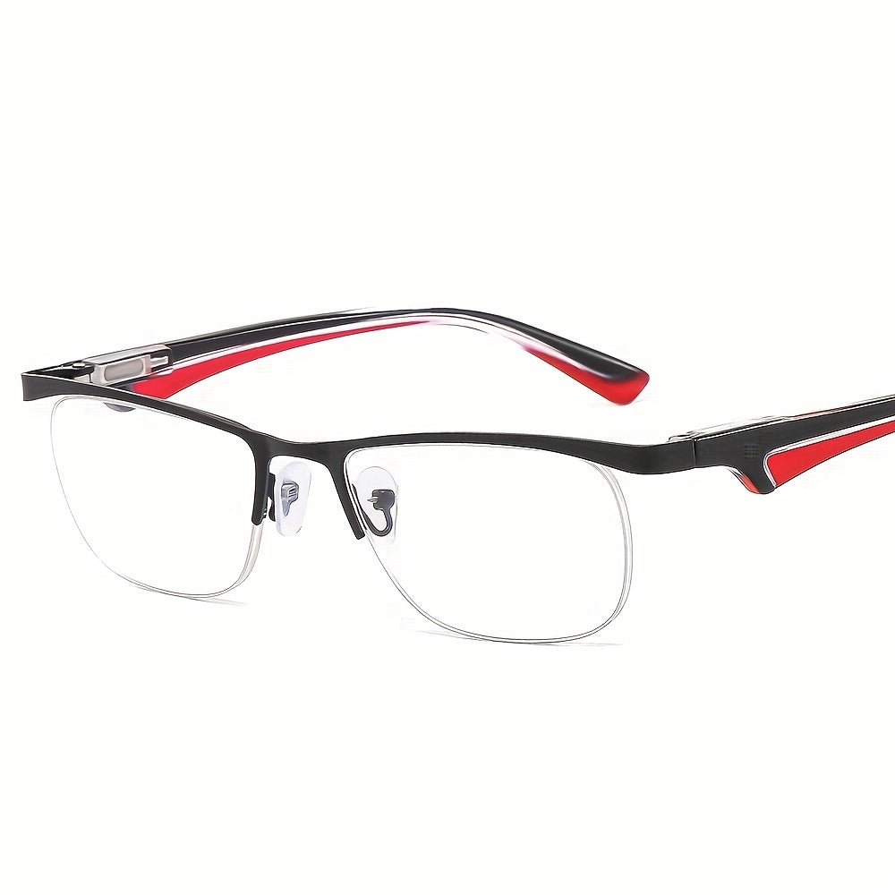 Men's Half Frame Metal Retro Glasses Anti Light Reading Glasses