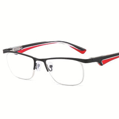 Men's Half Frame Metal Retro Glasses Anti Light Reading Glasses