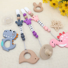 Personalized Silicone Crown Pacifier with Anti Drop Chain - Easter Gift