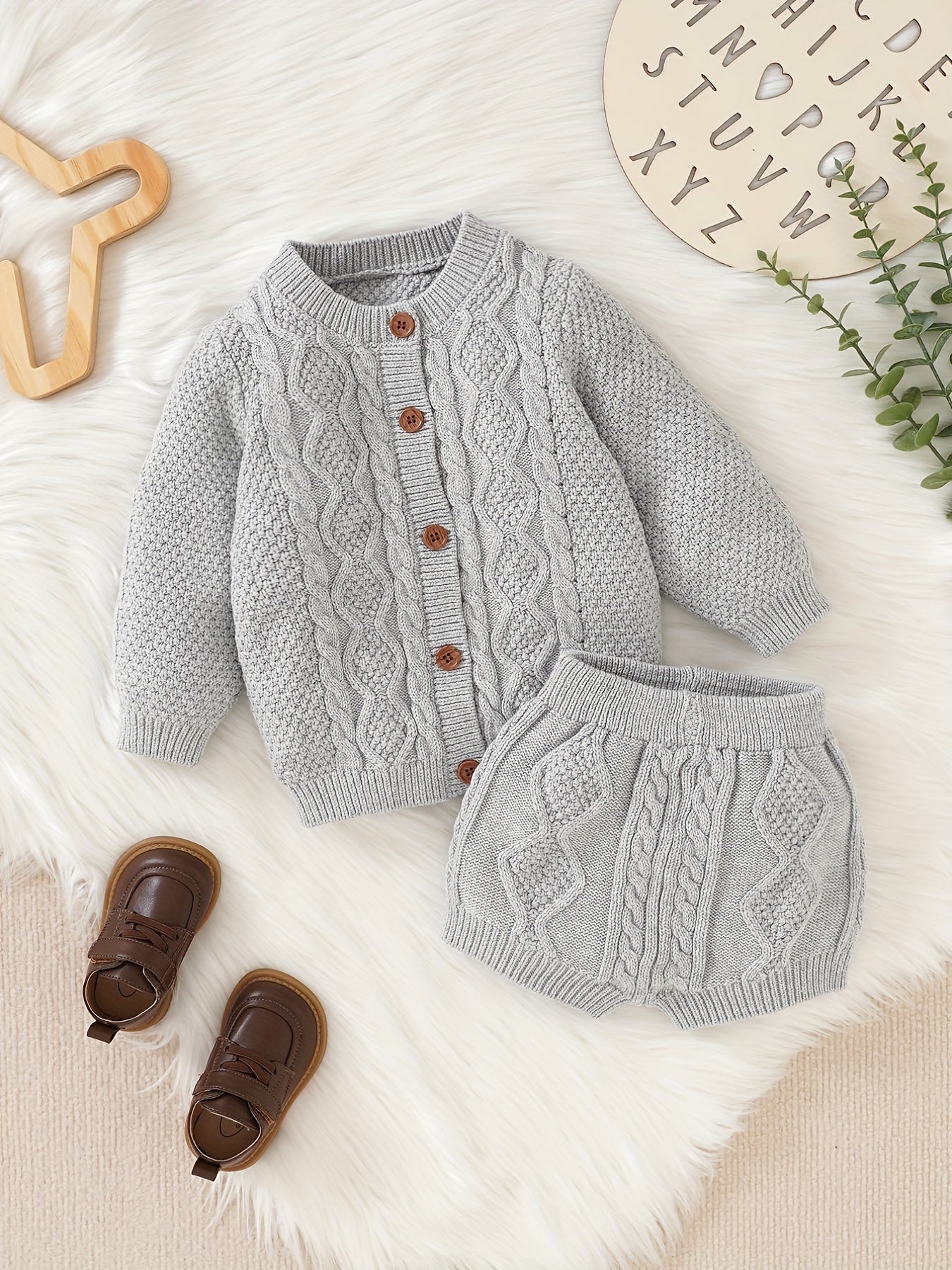 Cotton Baby Suit Boys Knitted Cardigan And Shorts