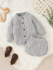 Cotton Baby Suit Boys Knitted Cardigan And Shorts