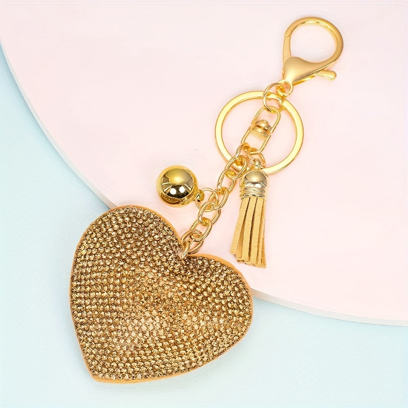 Sparkling Diamond Love Key Chain Pendant for Women's Bags