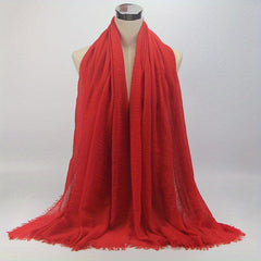 Casual Scarf Hijab Wrinkle Frayed Edge Shawl