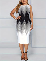 Women's Plus Colorblock Geometric Print Tank Dress